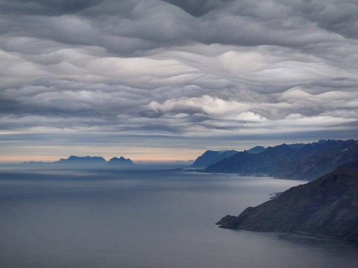 Asperatus clouds over the Lofoten Islands, Norway. © Ragnhild M Hansen