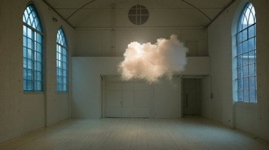 Nimbus II by Berndnaut Smilde, created using a smoke machine and closely controlling the atmospheric and lighting conditions in the room (Photo: © Berndnaut Smilde)