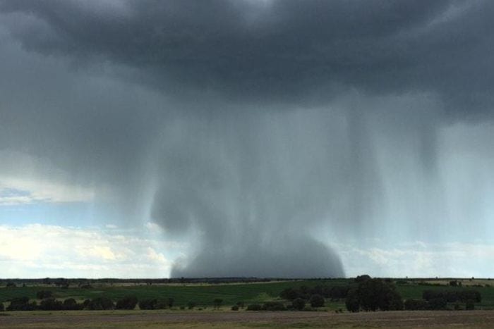A microburst has been caught on camera north-east of Roma in Queensland. © Peter Thompson
