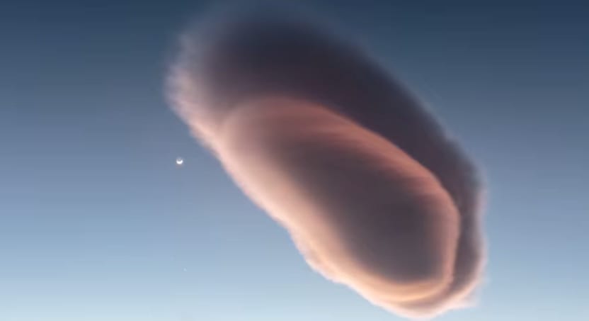 Lenticular cloud, Moon, Mars and Venus © Nuno Serrão