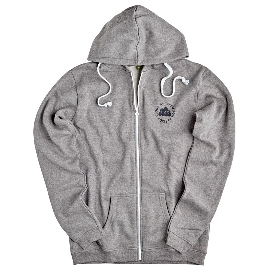 Organic Zip Hoodie (Grey) with Dark Grey Logo - Cloud Appreciation Society
