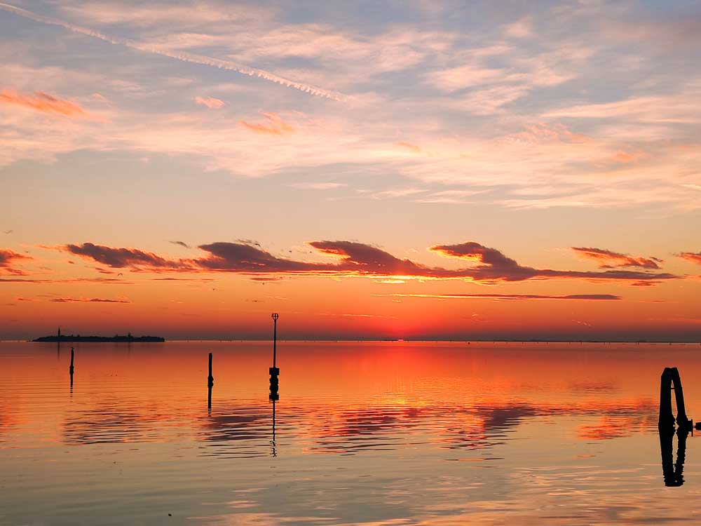 A sunset over the lagoon, Venice.