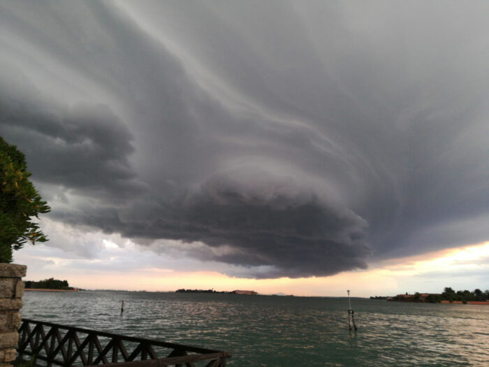 A storm system over Venice, Italy.