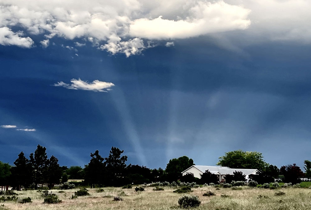 Anti-crepuscular rays over Idaho, US.