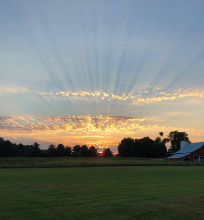 Crepuscular rays spotted over Farmington, Missouri by Angie Ballman.